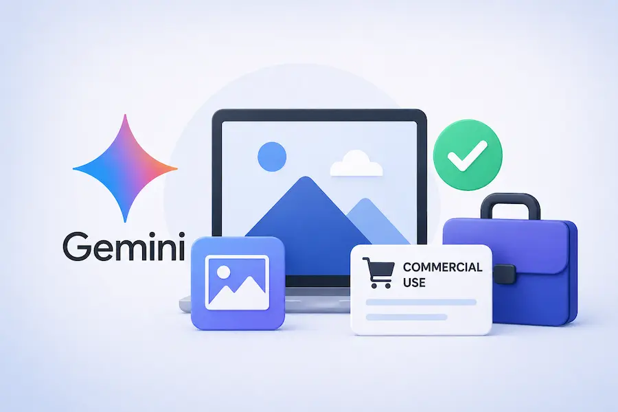 Gemini AI images can be used for commercial work like blog posts and YouTube thumbnails